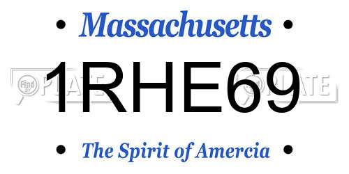 1RHE69 Massachusetts License Plate
