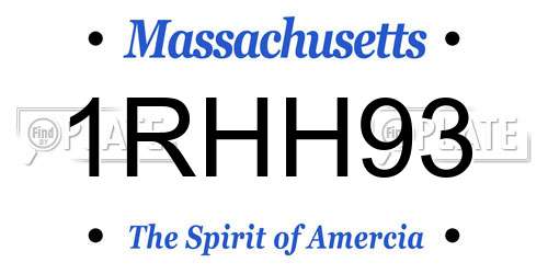 1RHH93 Massachusetts License Plate