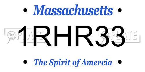 1RHR33 Massachusetts License Plate