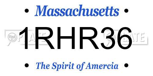 1RHR36 Massachusetts License Plate