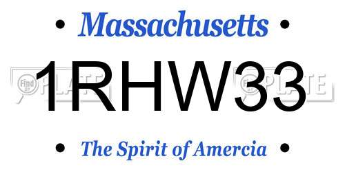 1RHW33 Massachusetts License Plate