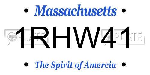 1RHW41 Massachusetts License Plate