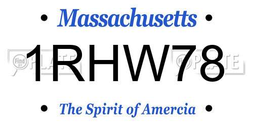 1RHW78 Massachusetts License Plate