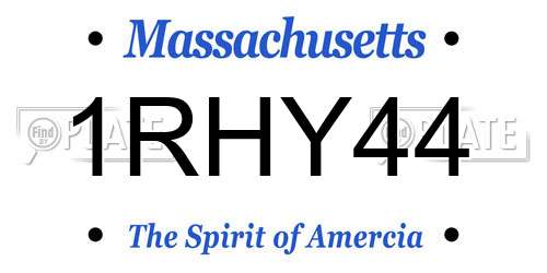 1RHY44 Massachusetts License Plate