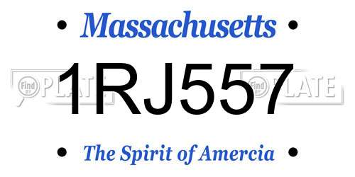 1RJ557 Massachusetts License Plate