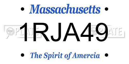 1RJA49 Massachusetts License Plate