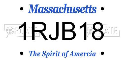 1RJB18 Massachusetts License Plate