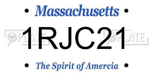 1RJC21 Massachusetts License Plate
