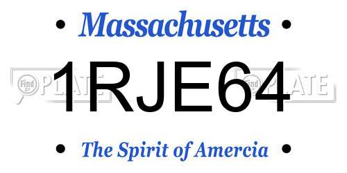 1RJE64 Massachusetts License Plate
