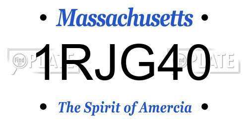 1RJG40 Massachusetts License Plate