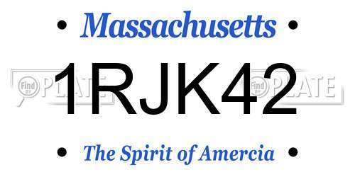 1RJK42 Massachusetts License Plate