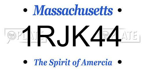 1RJK44 Massachusetts License Plate