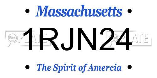 1RJN24 Massachusetts License Plate