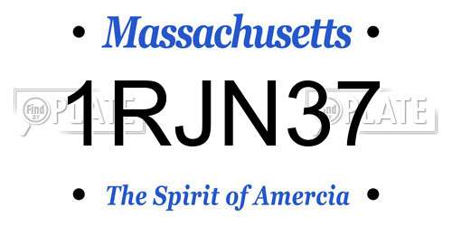 1RJN37 Massachusetts License Plate