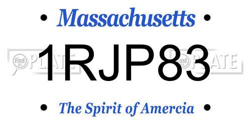 1RJP83 Massachusetts License Plate