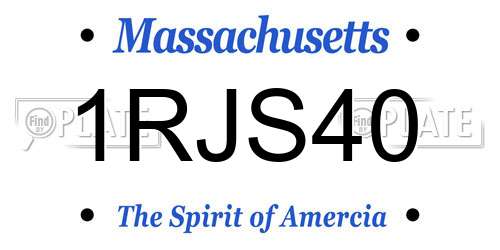 1RJS40 Massachusetts License Plate