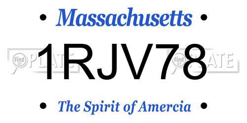 1RJV78 Massachusetts License Plate