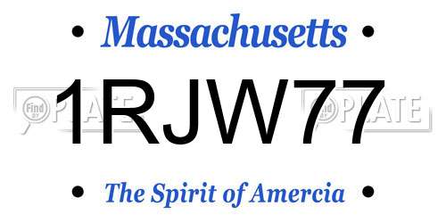 1RJW77 Massachusetts License Plate