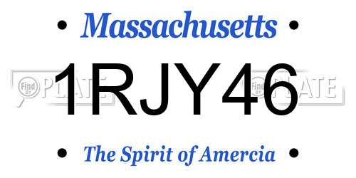 1RJY46 Massachusetts License Plate
