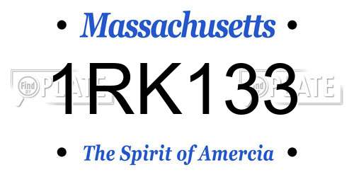 1RK133 Massachusetts License Plate