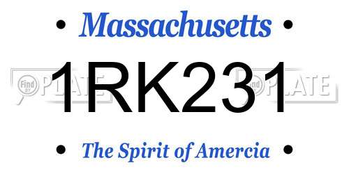 1RK231 Massachusetts License Plate