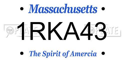 1RKA43 Massachusetts License Plate