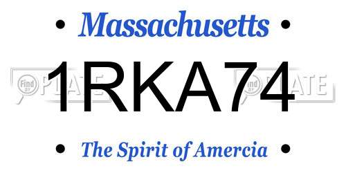 1RKA74 Massachusetts License Plate