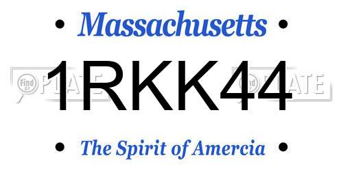 1RKK44 Massachusetts License Plate
