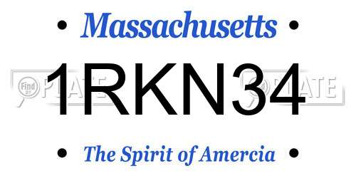 1RKN34 Massachusetts License Plate