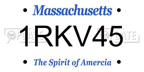 1RKV45 Massachusetts License Plate