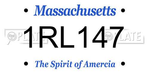 1RL147 Massachusetts License Plate