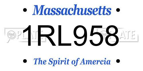 1RL958 Massachusetts License Plate