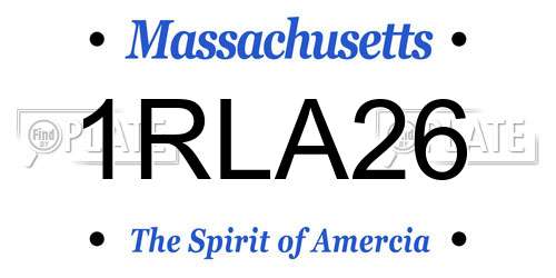 1RLA26 Massachusetts License Plate