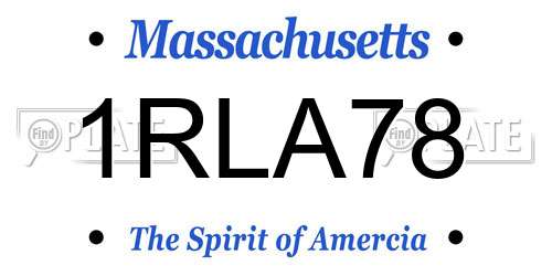 1RLA78 Massachusetts License Plate