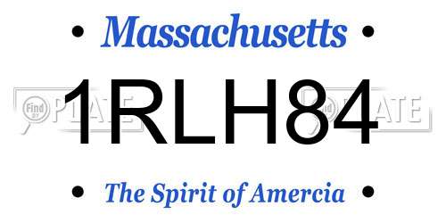 1RLH84 Massachusetts License Plate