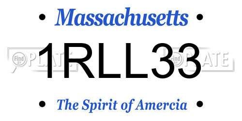 1RLL33 Massachusetts License Plate