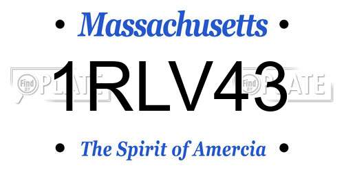 1RLV43 Massachusetts License Plate