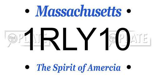 1RLY10 Massachusetts License Plate