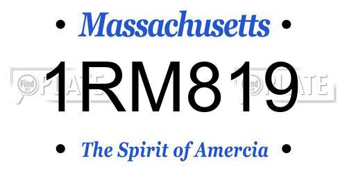 1RM819 Massachusetts License Plate