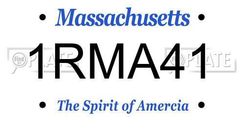 1RMA41 Massachusetts License Plate