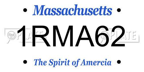 1RMA62 Massachusetts License Plate