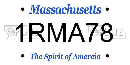 1RMA78 Massachusetts License Plate