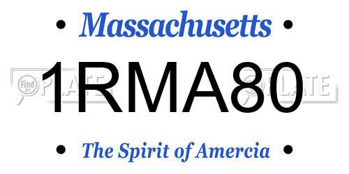 1RMA80 Massachusetts License Plate