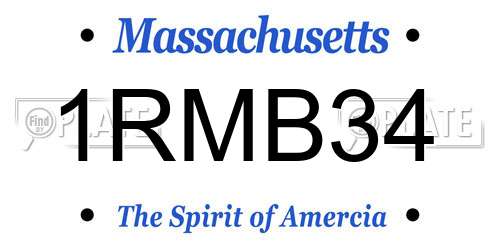 1RMB34 Massachusetts License Plate