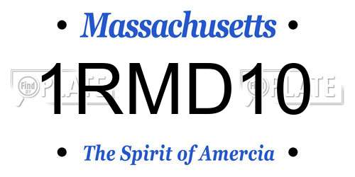 1RMD10 Massachusetts License Plate