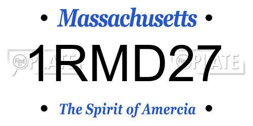 1RMD27 Massachusetts License Plate