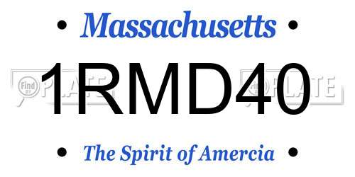 1RMD40 Massachusetts License Plate