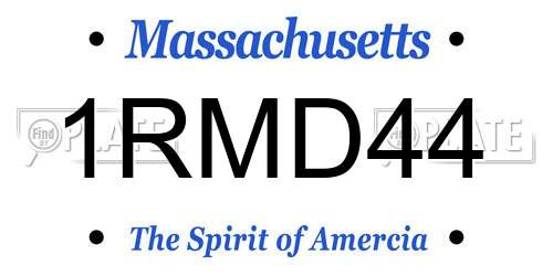 1RMD44 Massachusetts License Plate