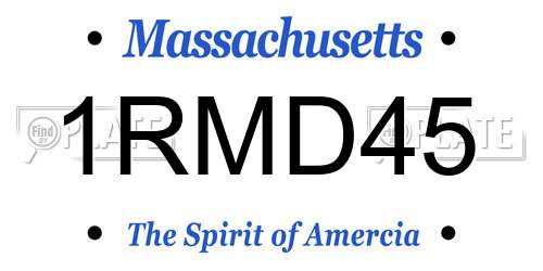 1RMD45 Massachusetts License Plate