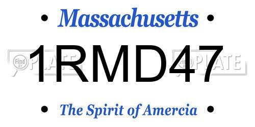 1RMD47 Massachusetts License Plate
